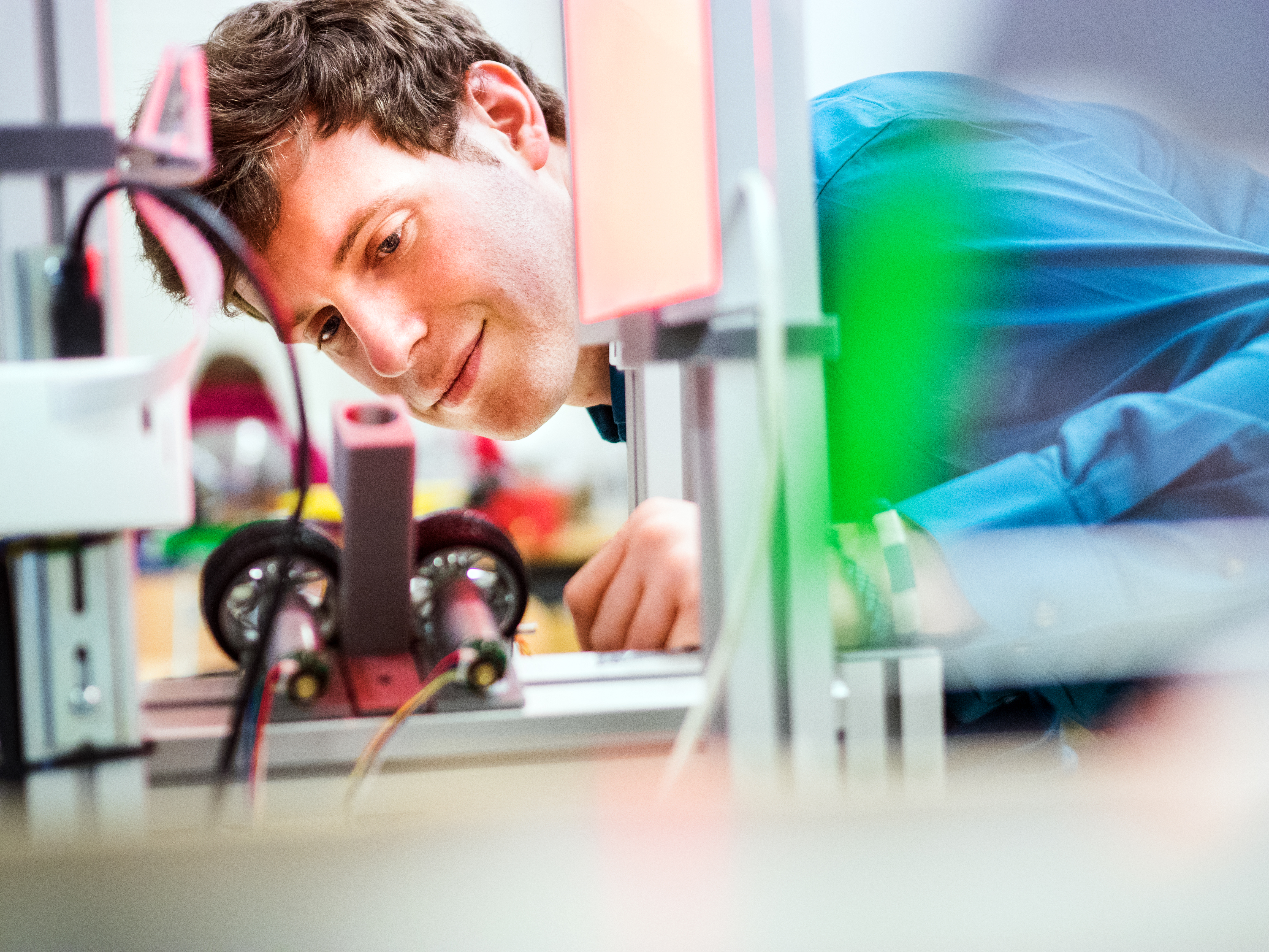 Student doing hands on work in engineering laboratory.