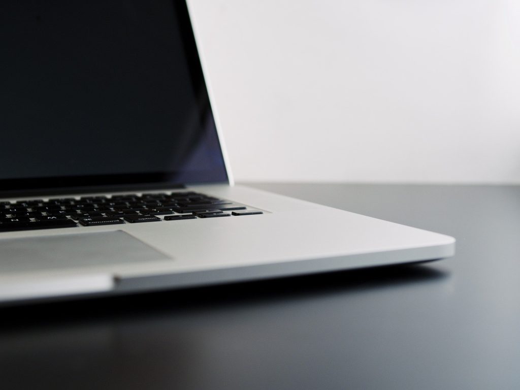 Laptop on the table.