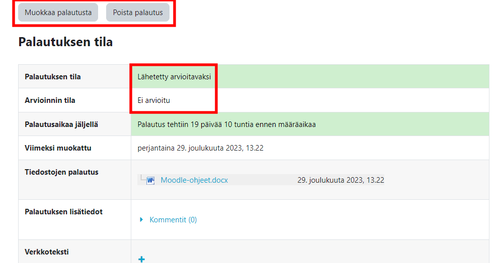 Tämä on ohje tehtävänpalautukseen Moodlessa. Ohjeesta löytyy yleistä tietoa tehtävänpalautuksesta sekä esimerkki palautuksen tekemisestä.