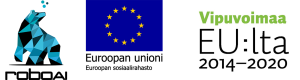 RoboAI:n logo sekä EU: sosiaalirahaston eu-logot.