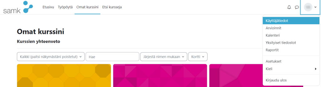 Moodlen käyttäjäprofiili.