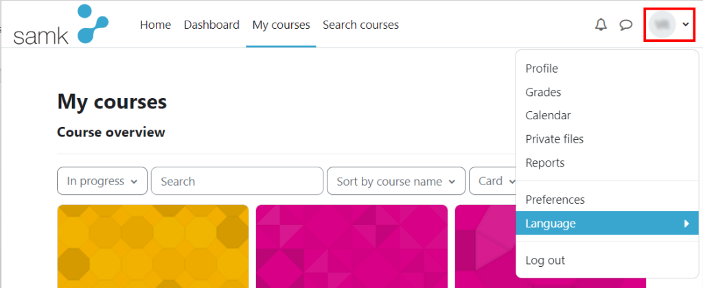 Moodle profile settings.
