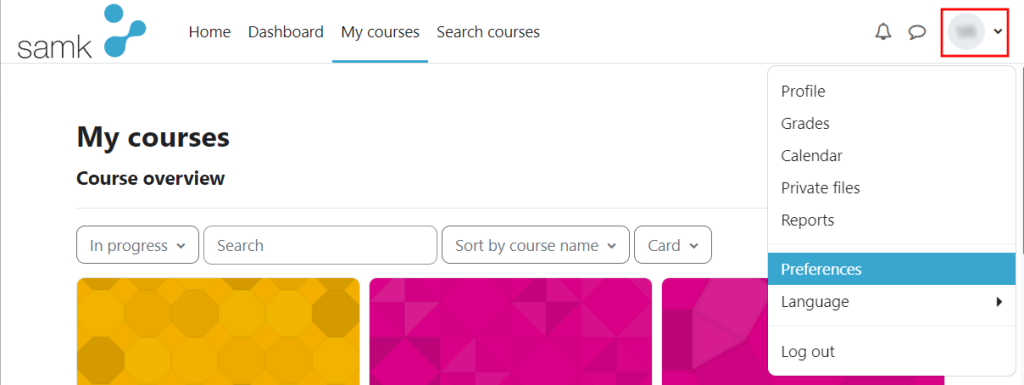 Moodle profile settings.