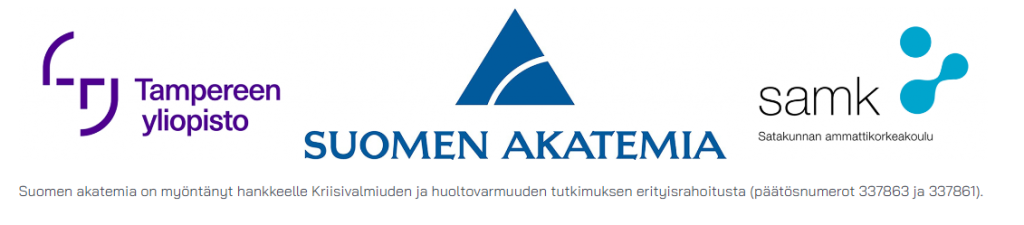 Tampereen Yliopiston, Suomen Akatemian ja Satakunnan ammattikorkeakoulun logot.