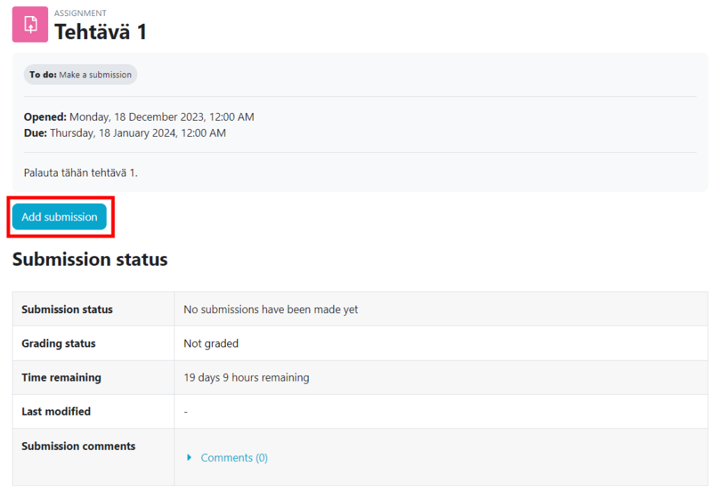 Moodle guide how to submit a file.