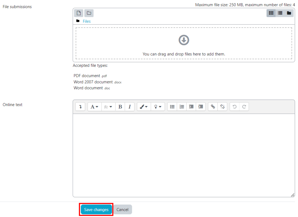 Moodle guide how to submit a file.