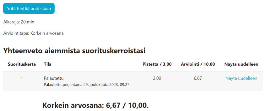 Tämä on ohje Moodle-tentin tekemiseen. Ohjeissa käydään läpi koko tenttiprosessi. Lue nämä ohjeet huolellisesti ennen tenttiä.