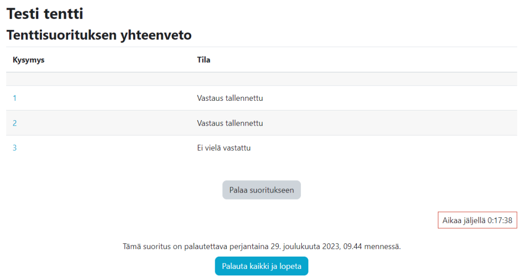 Tämä on ohje Moodle-tentin tekemiseen. Ohjeissa käydään läpi koko tenttiprosessi. Lue nämä ohjeet huolellisesti ennen tenttiä.