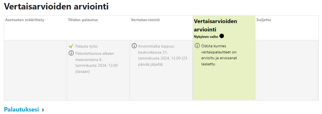 Tämä on ohje Moodlen työpaja -aktiviteetin käyttöön. Ohjeessa kerrotaan mihin ja miten työpajaa käytetään. Löydät ohjeet töiden palautukseen, vertaisarviointiin ja vertaisarvioiden arviointiin. Lopussa kerrotaan mitä tapahtuu, kun opettaja on sulkenut työpajan.