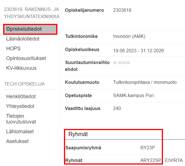 Loki-järjestelmän ryhmät-näkymä.