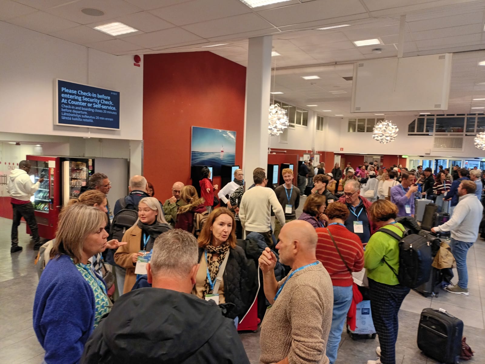 Crowd in the port lobby.