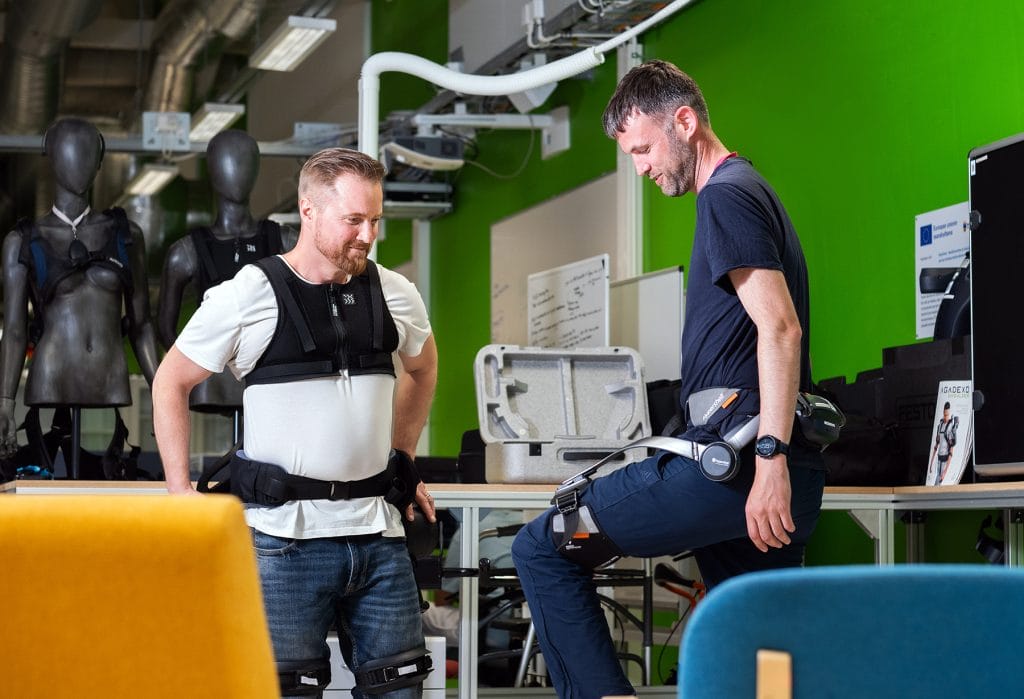 Testing wearable exoskeletons in a research and development environment.